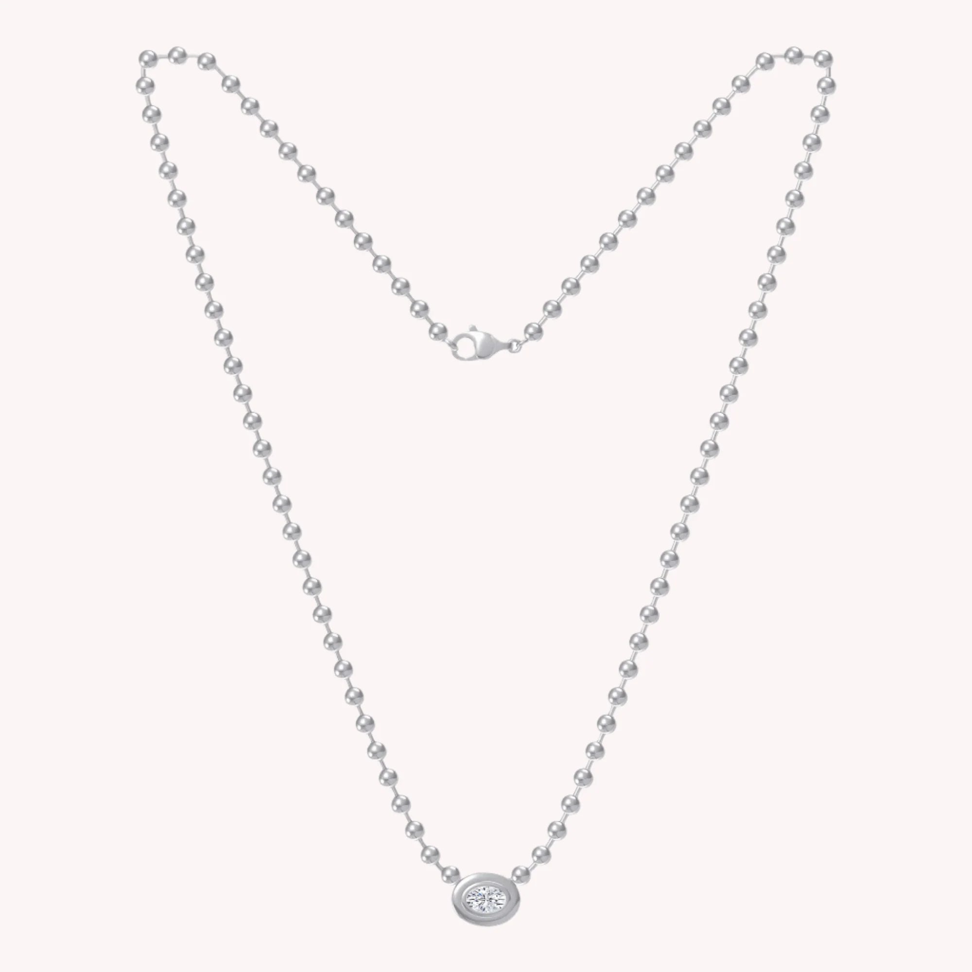 Fancy Shape Solitaire Lab Created Moissanite 3.00MM Bead Chain Necklace