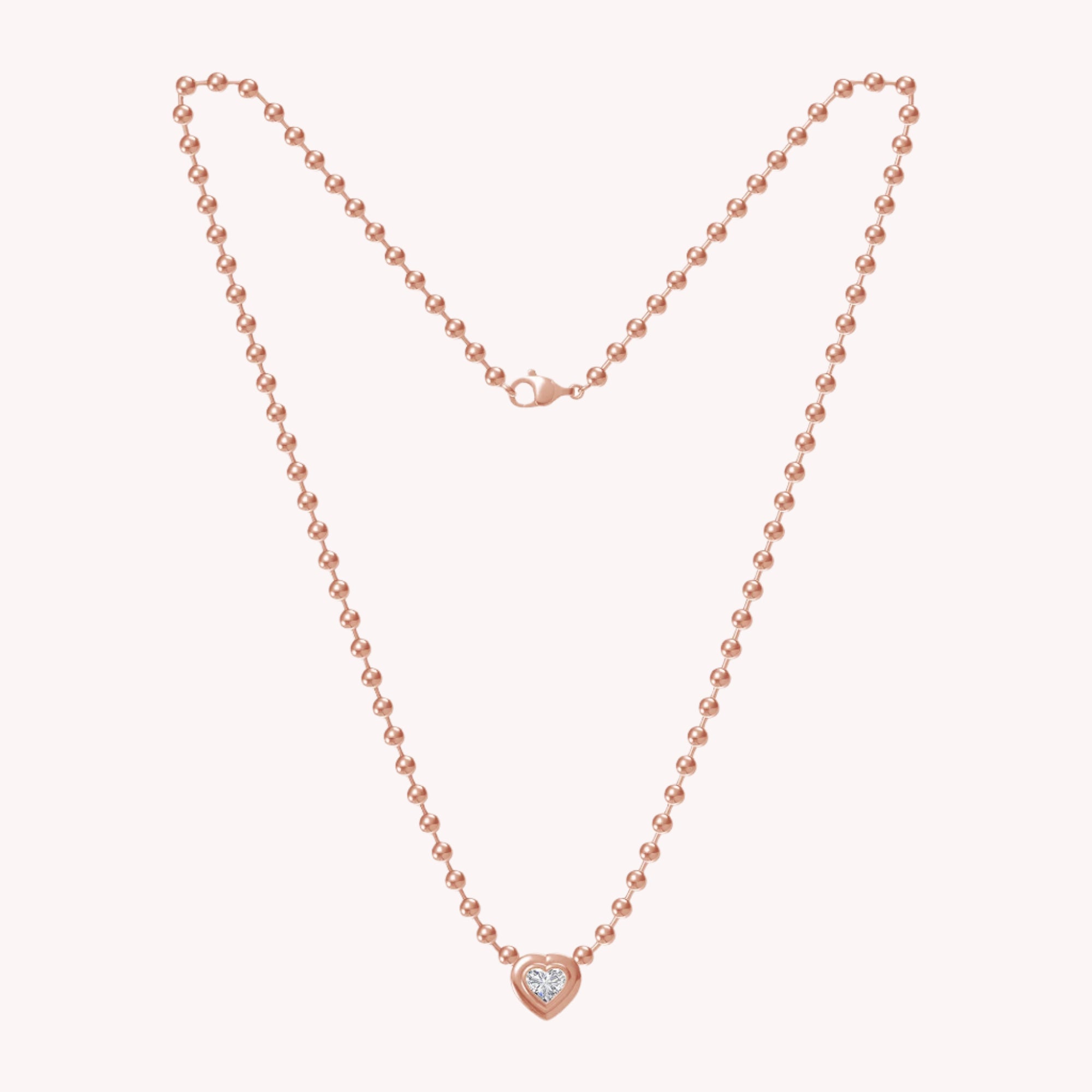 Heart Shape Solitaire Lab Created Moissanite Bead Chain Necklace