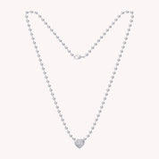 Heart Shape Solitaire Lab Created Moissanite Bead Chain Necklace