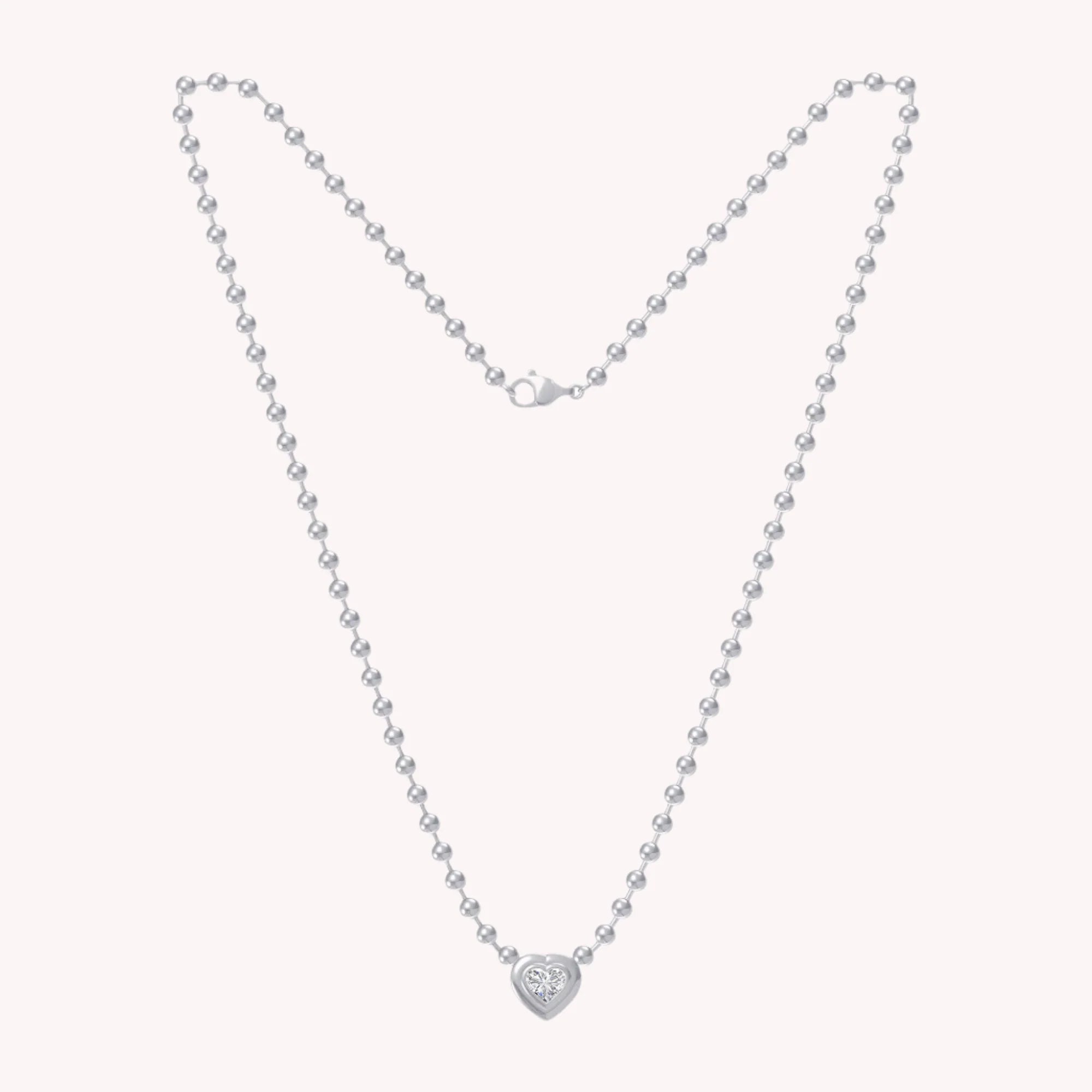 Fancy Shape Solitaire Lab Created Moissanite 3.00MM Bead Chain Necklace