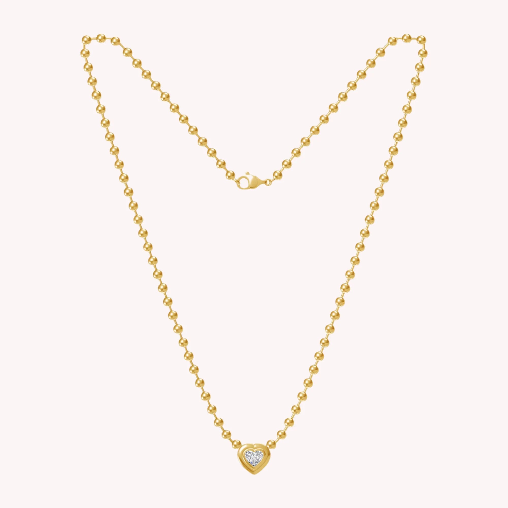 Fancy Shape Solitaire Lab Created Moissanite 3.00MM Bead Chain Necklace