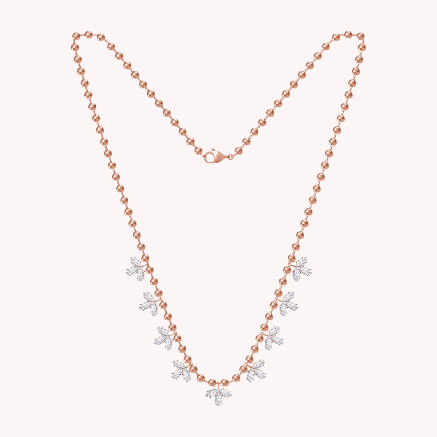 Leaf Dangle Bead Chain Necklace For Women In Moissanite