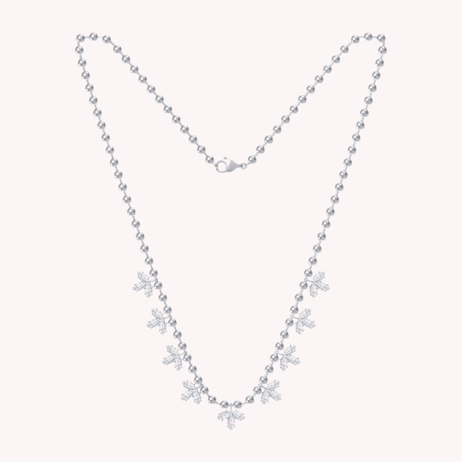 Leaf Dangle Bead Chain Necklace For Women In Moissanite