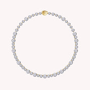Two Tone Choker Tennis Necklaces For Women 27.00 Carat Round Lab Created Moissanite