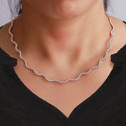 Moissanite Wave Tennis Necklace 16"