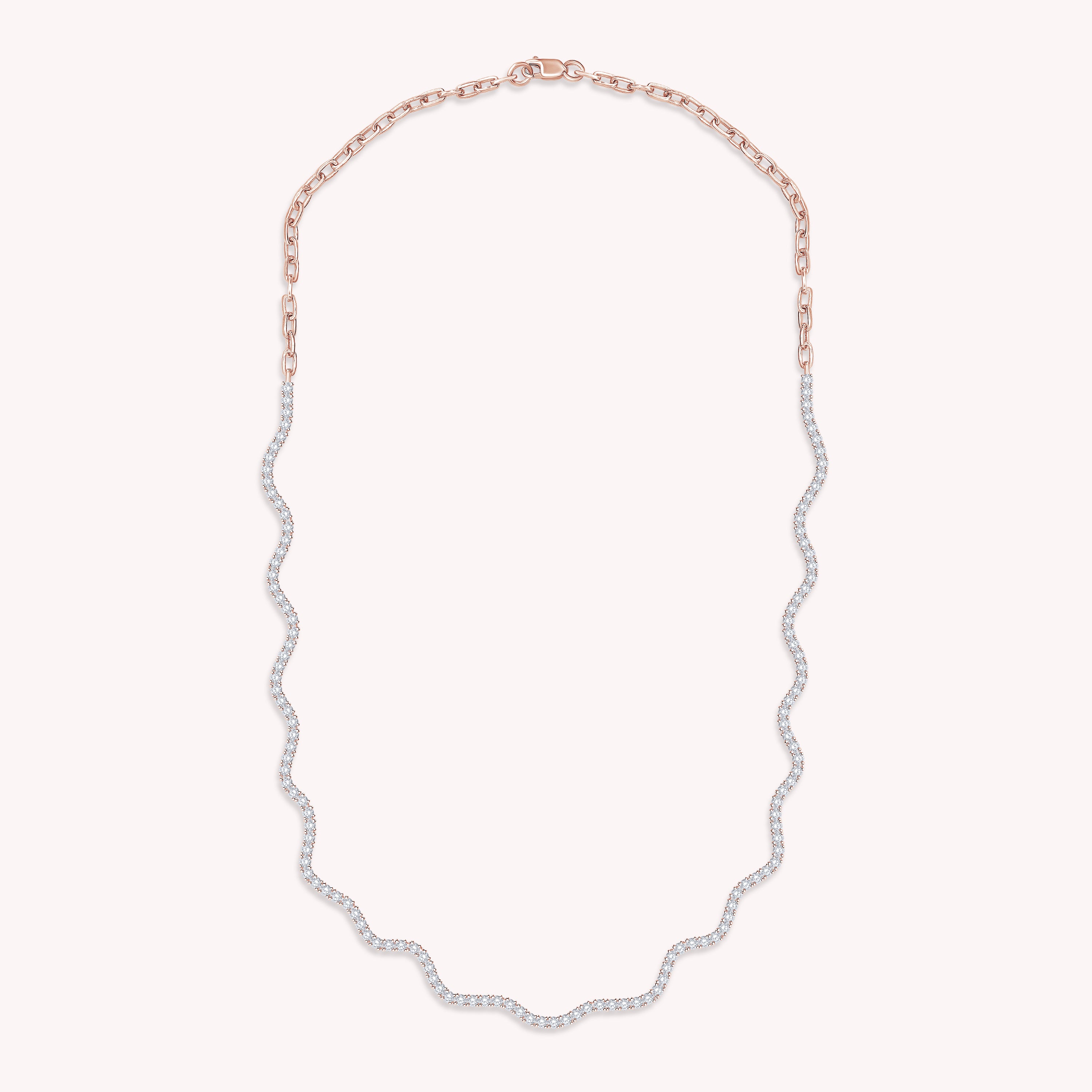 Moissanite Wave Tennis Necklace 16"