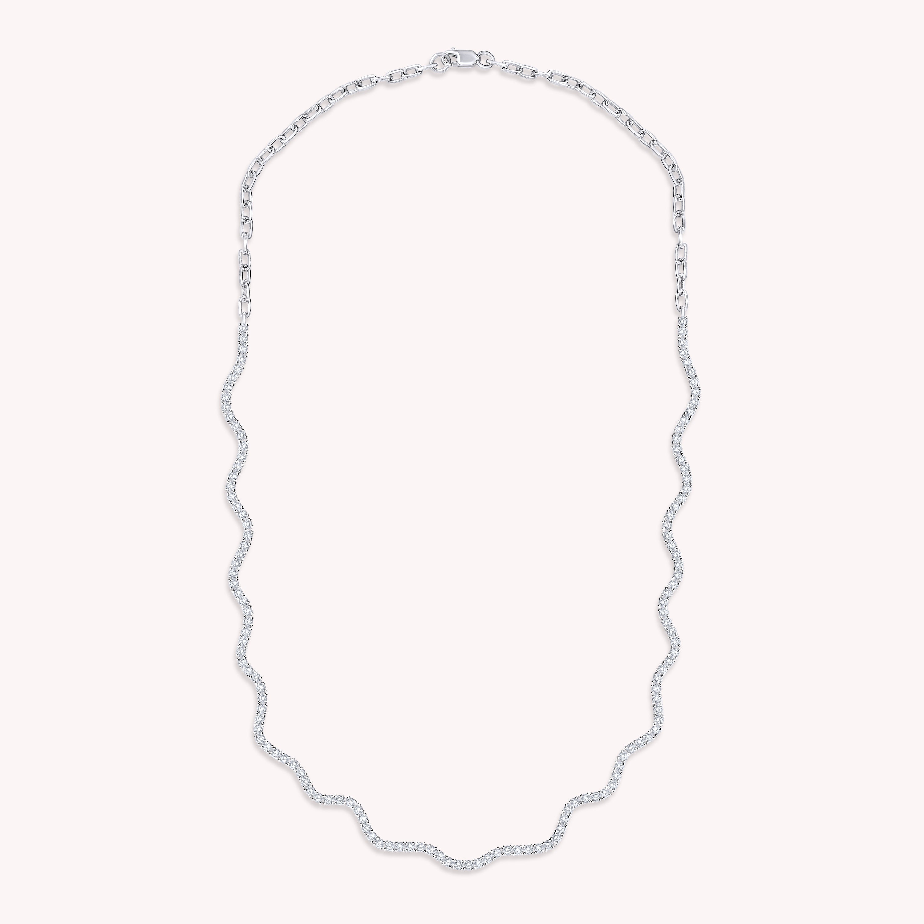 Moissanite Wave Tennis Necklace 16"