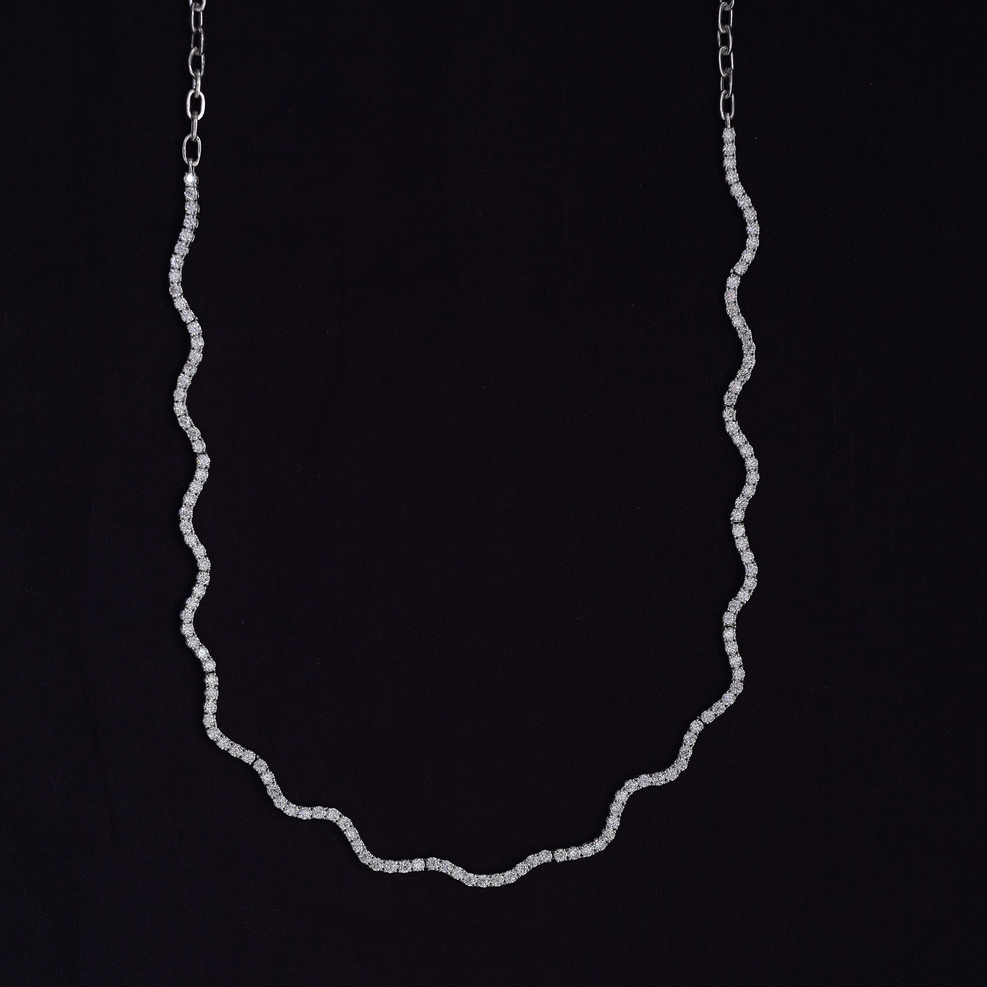 Moissanite Wave Tennis Necklace 16"