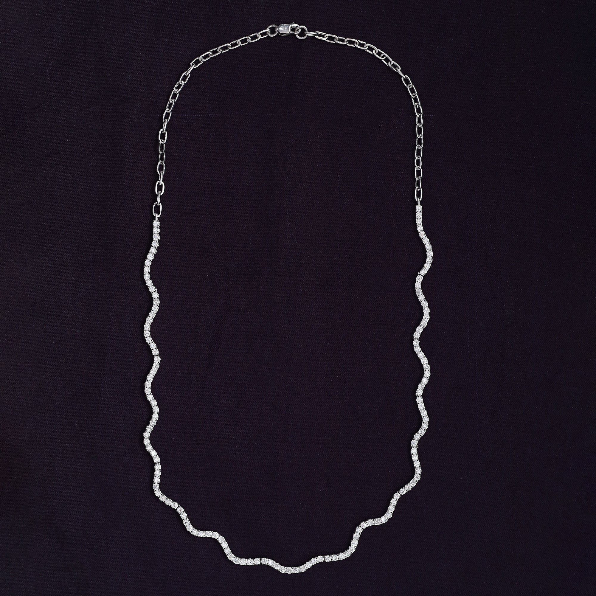 Moissanite Wave Tennis Necklace 16"