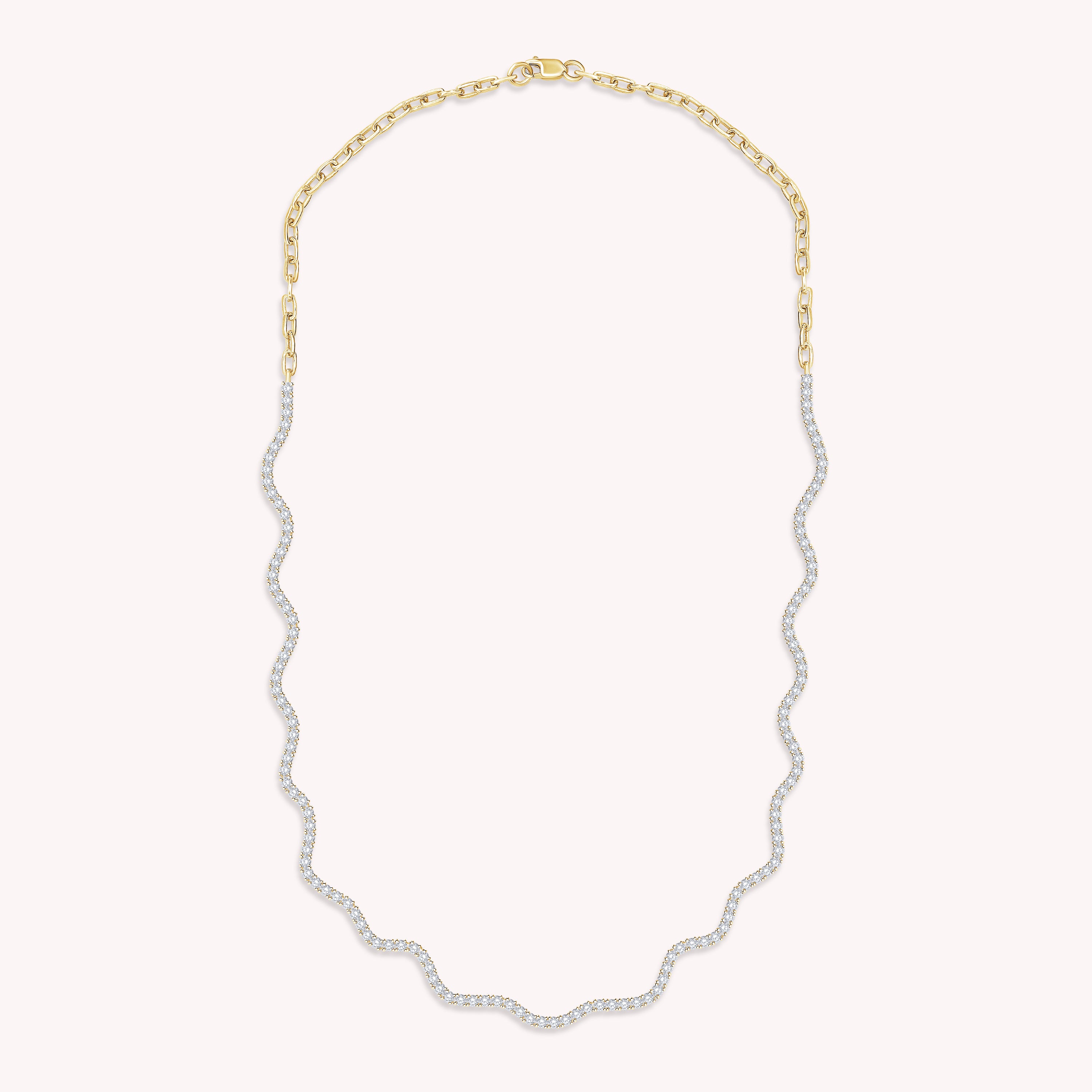 Moissanite Wave Tennis Necklace 16"