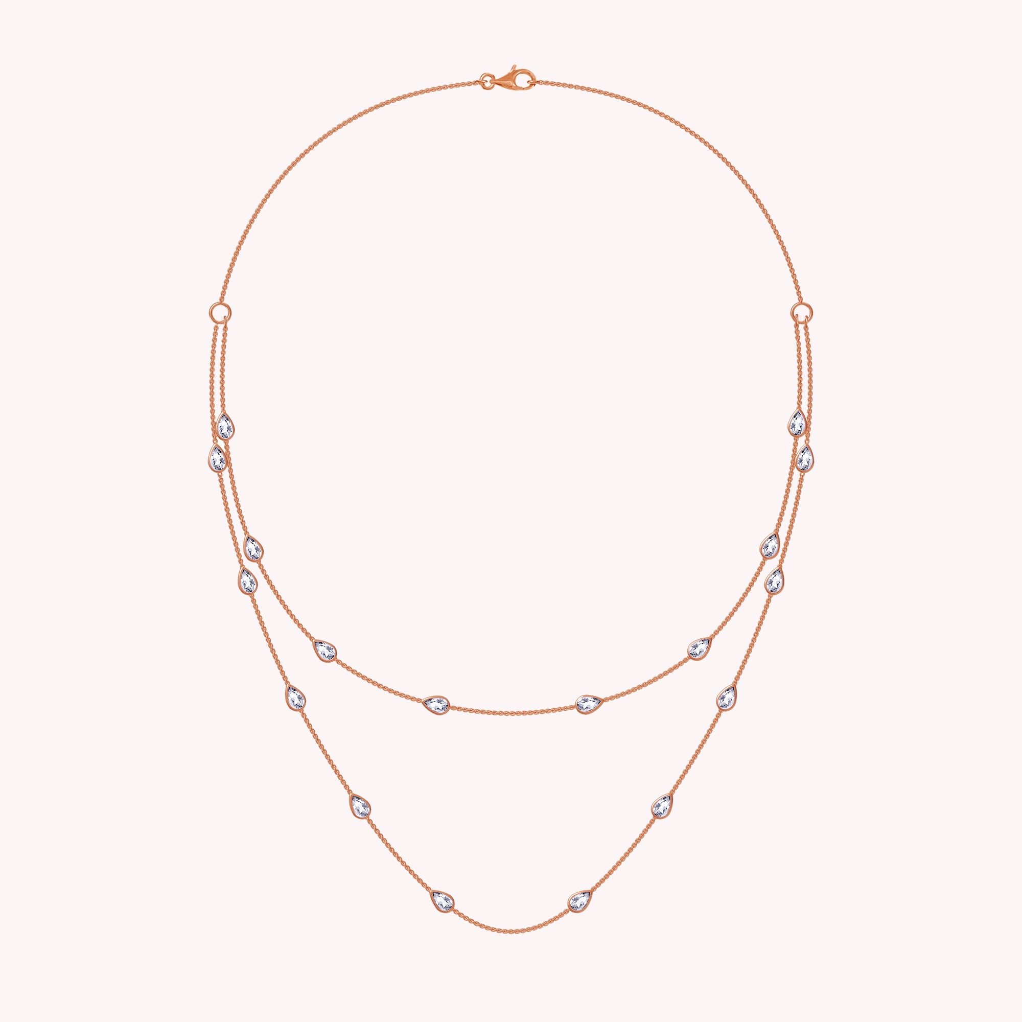 White Cubic Zirconia Two Layer Station Necklace