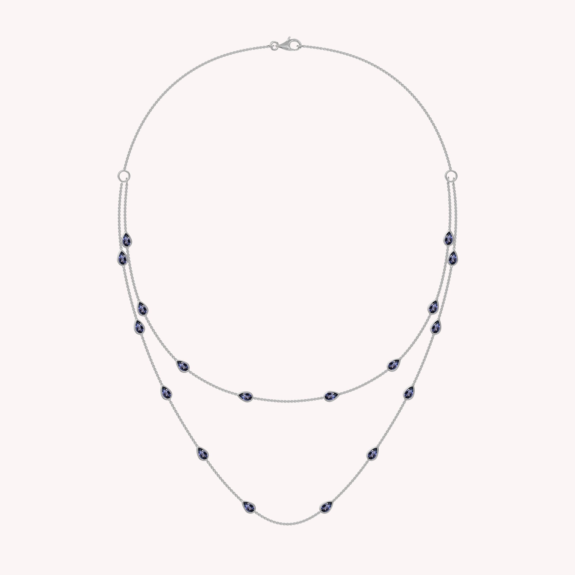 White Cubic Zirconia Two Layer Station Necklace