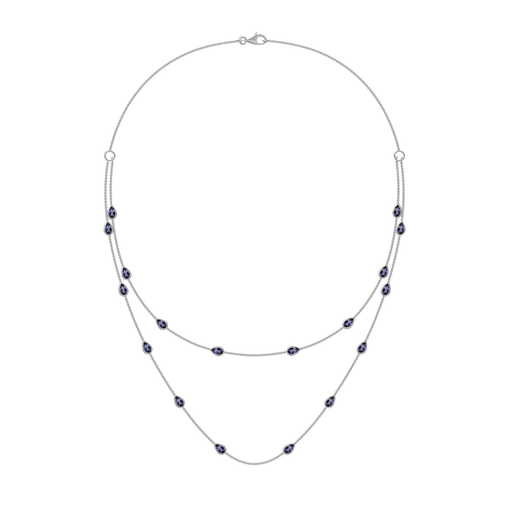 White Cubic Zirconia Two Layer Station Necklace