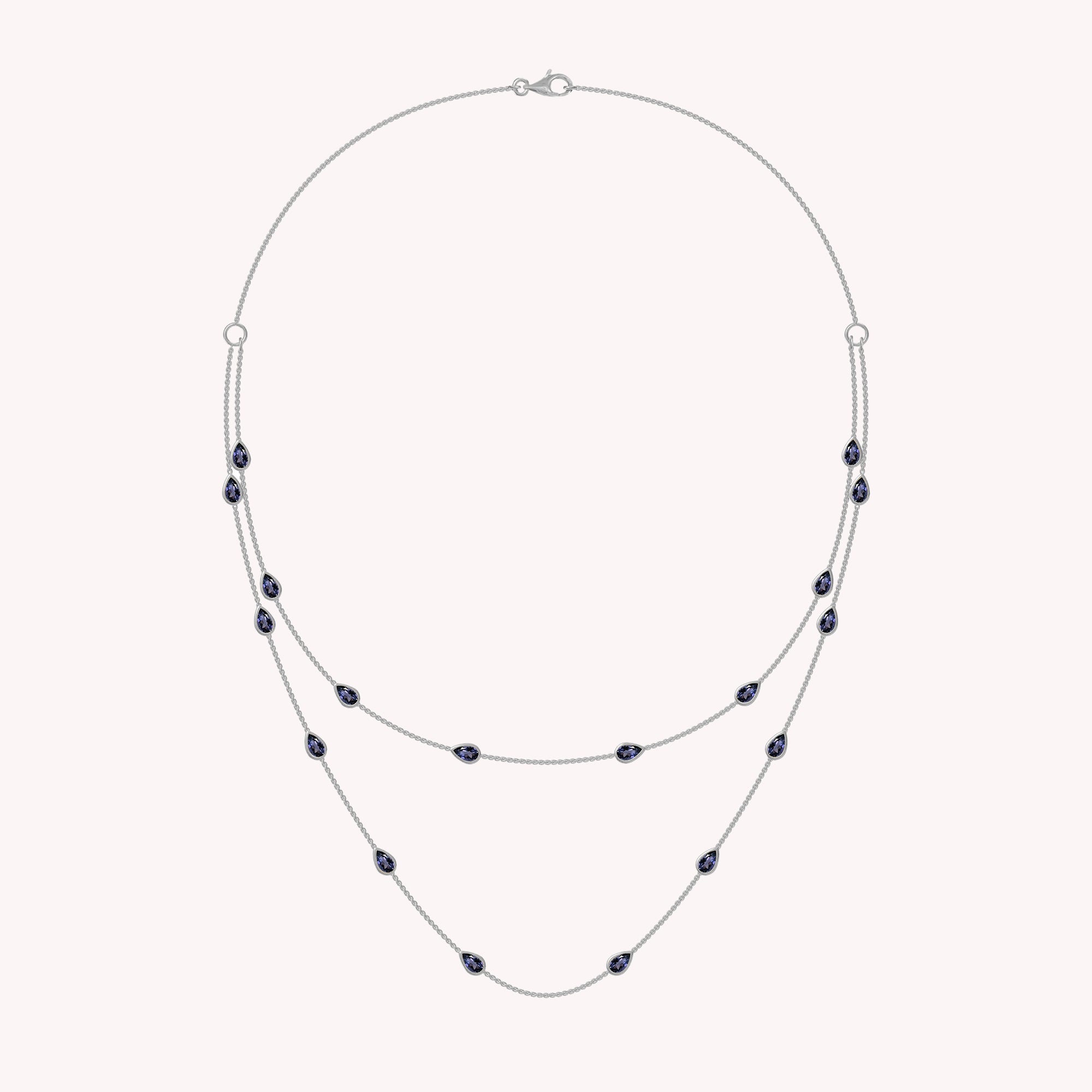 White Cubic Zirconia Two Layer Station Necklace