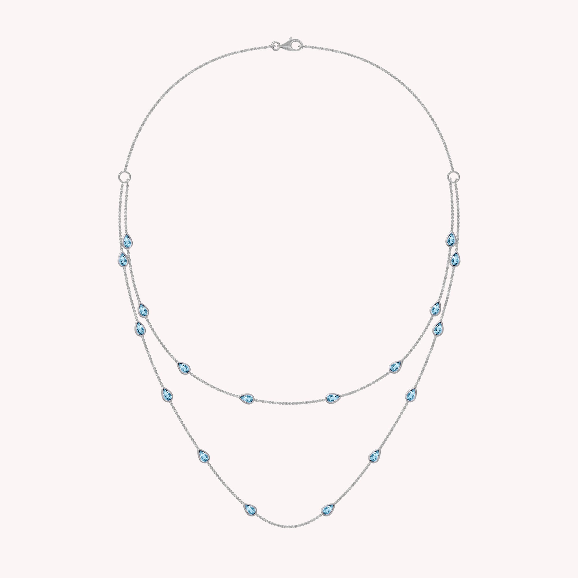 White Cubic Zirconia Two Layer Station Necklace