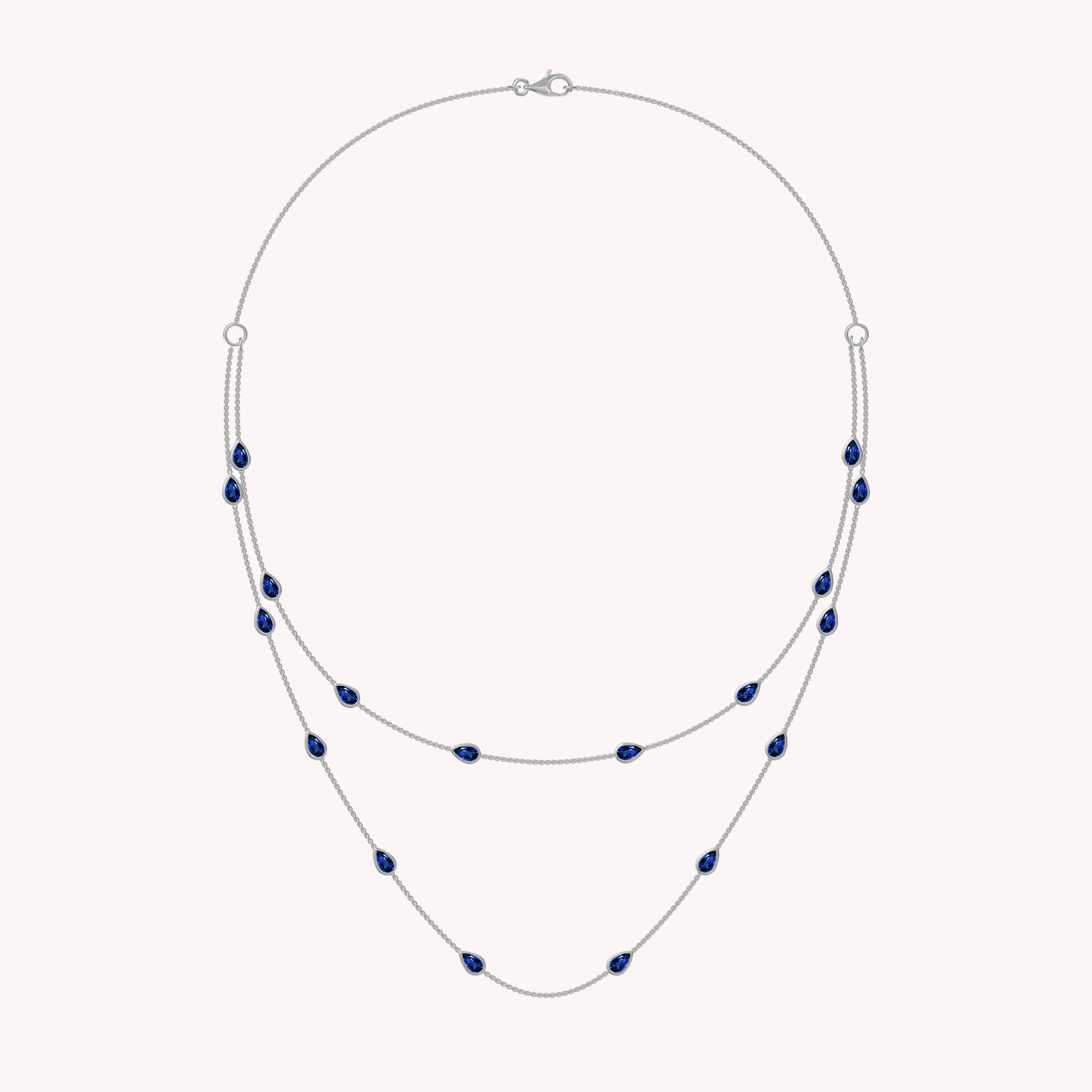 White Cubic Zirconia Two Layer Station Necklace