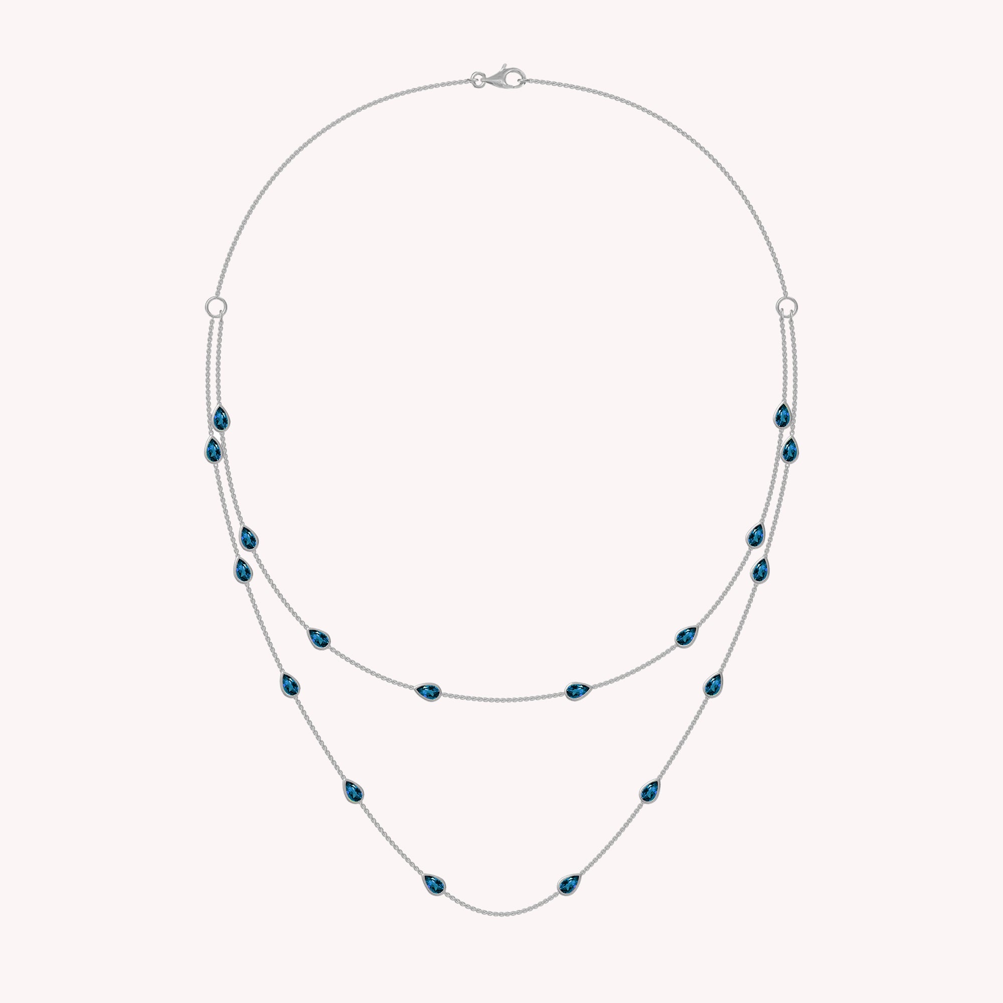 White Cubic Zirconia Two Layer Station Necklace