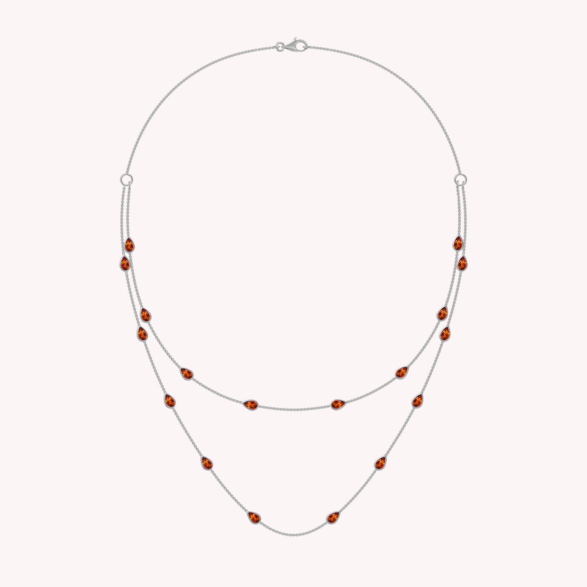 White Cubic Zirconia Two Layer Station Necklace