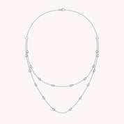White Cubic Zirconia Two Layer Station Necklace