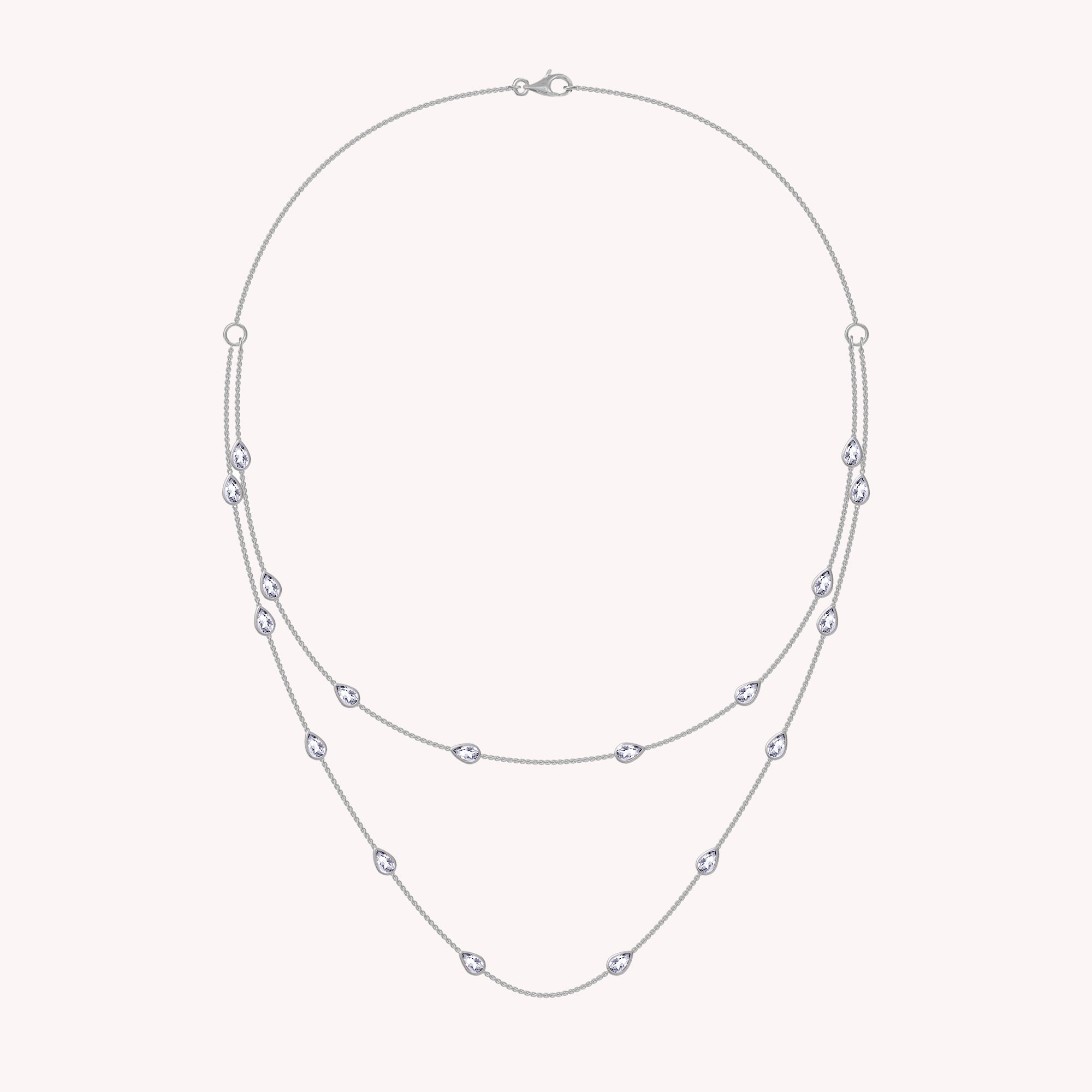 White Cubic Zirconia Two Layer Station Necklace