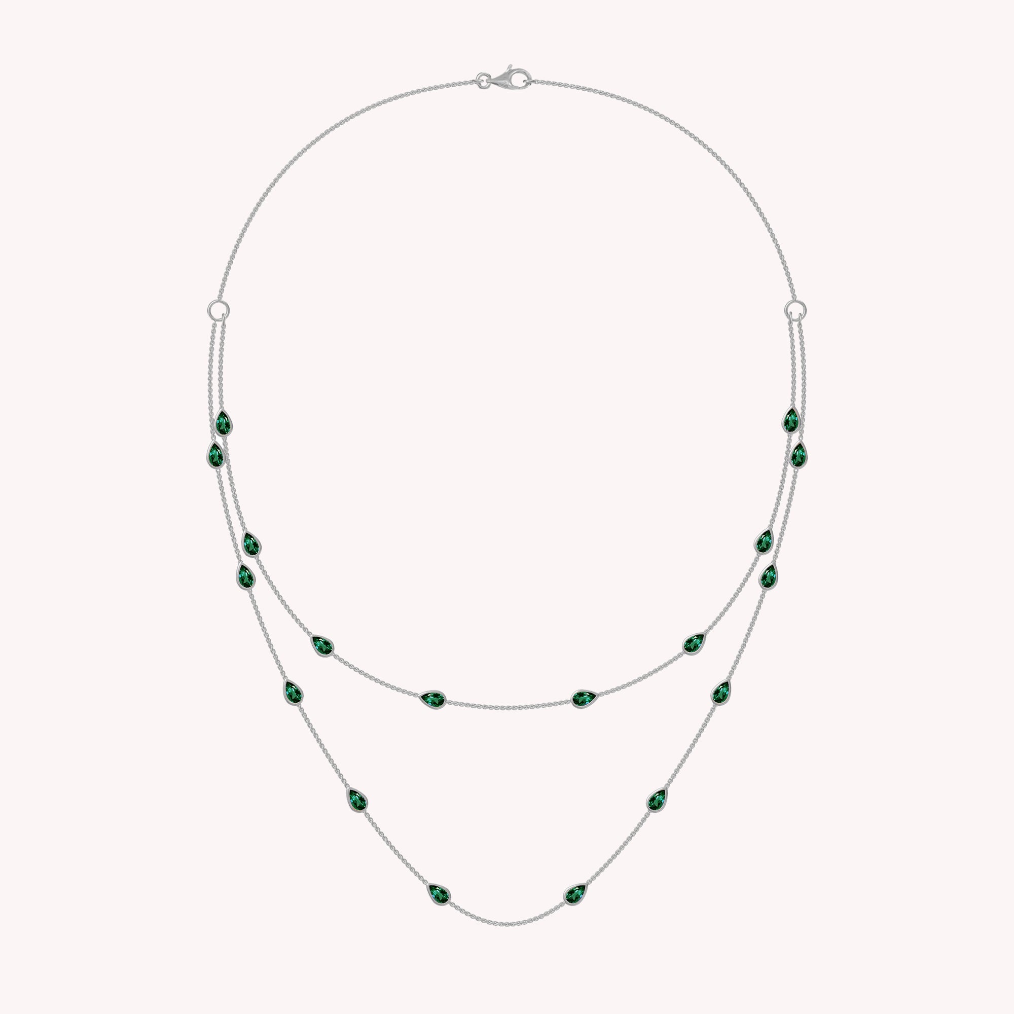 White Cubic Zirconia Two Layer Station Necklace