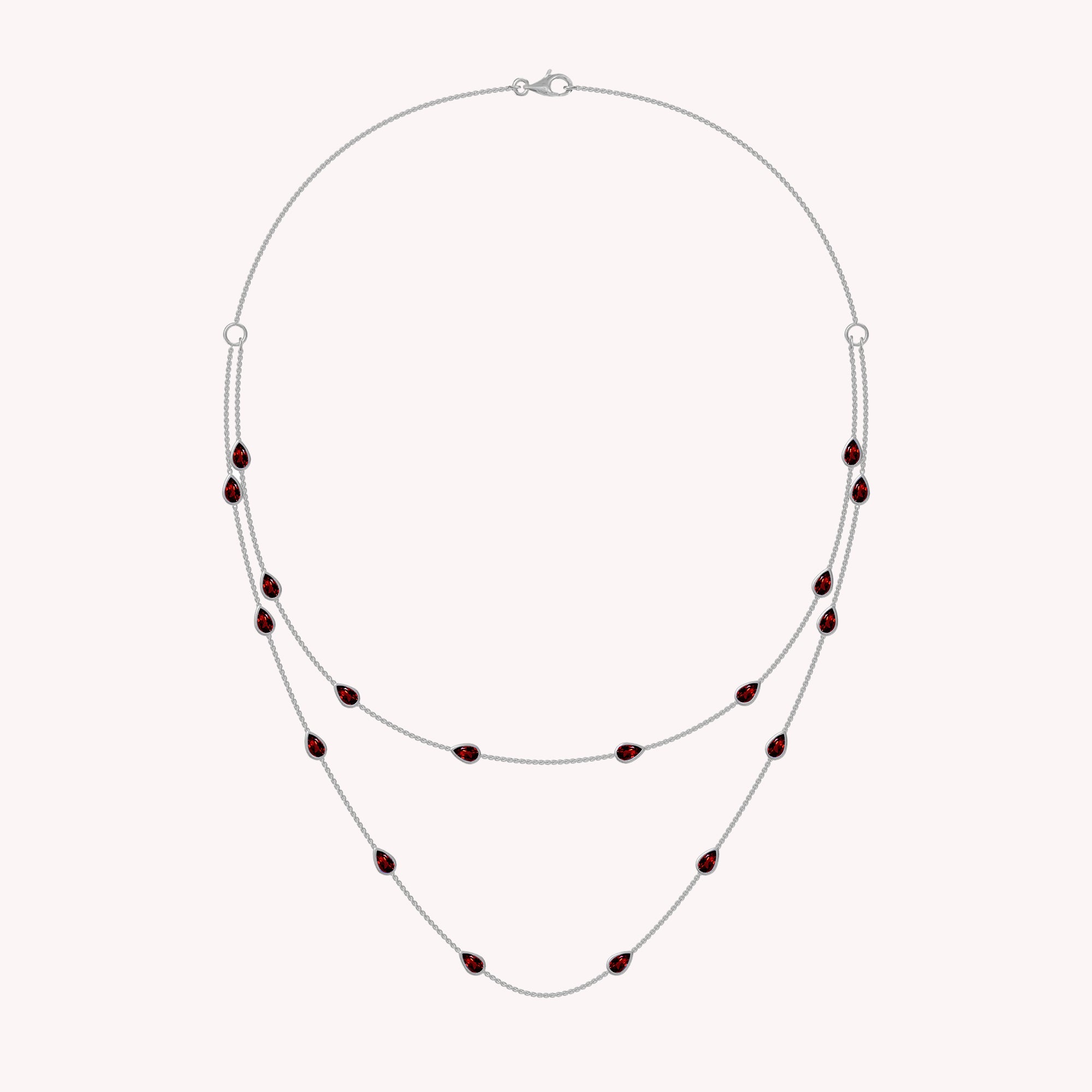 White Cubic Zirconia Two Layer Station Necklace