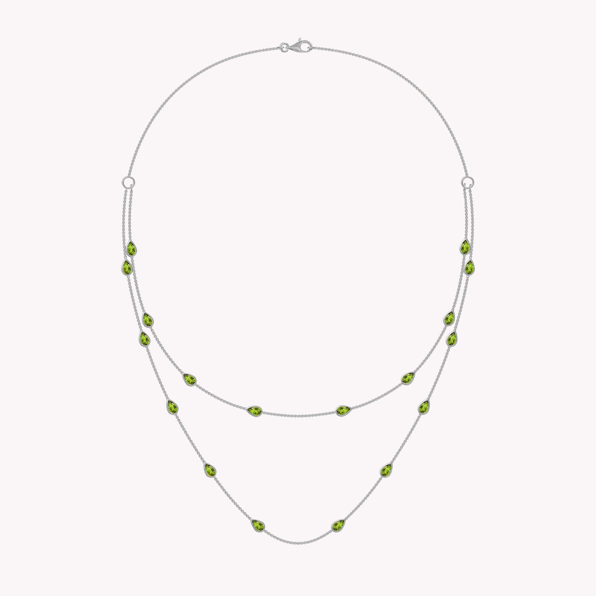 White Cubic Zirconia Two Layer Station Necklace