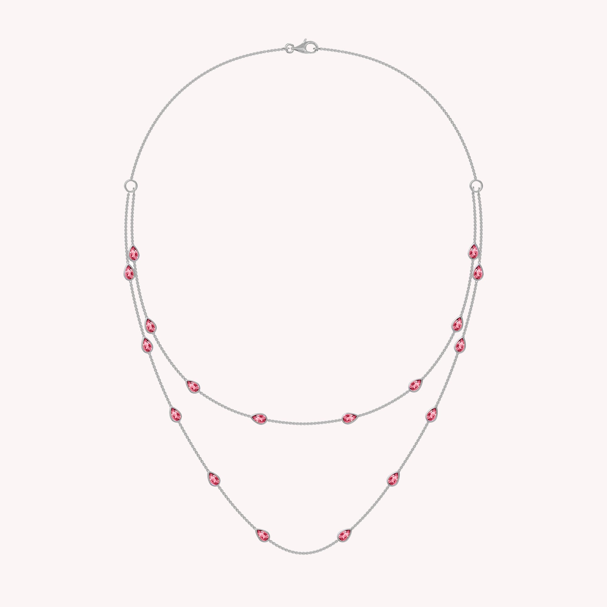 White Cubic Zirconia Two Layer Station Necklace