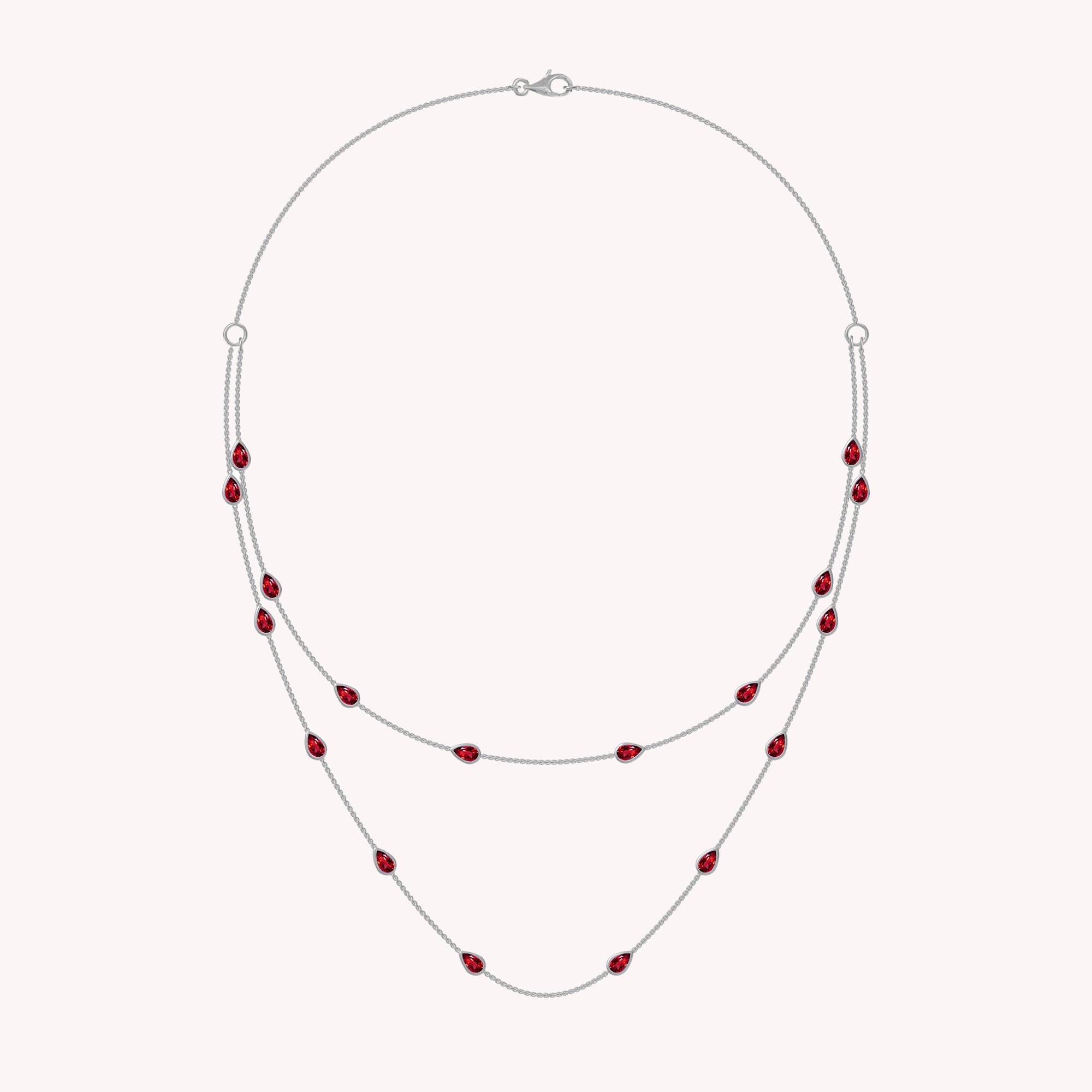 White Cubic Zirconia Two Layer Station Necklace