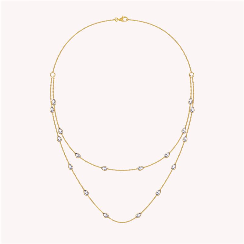 White Cubic Zirconia Two Layer Station Necklace
