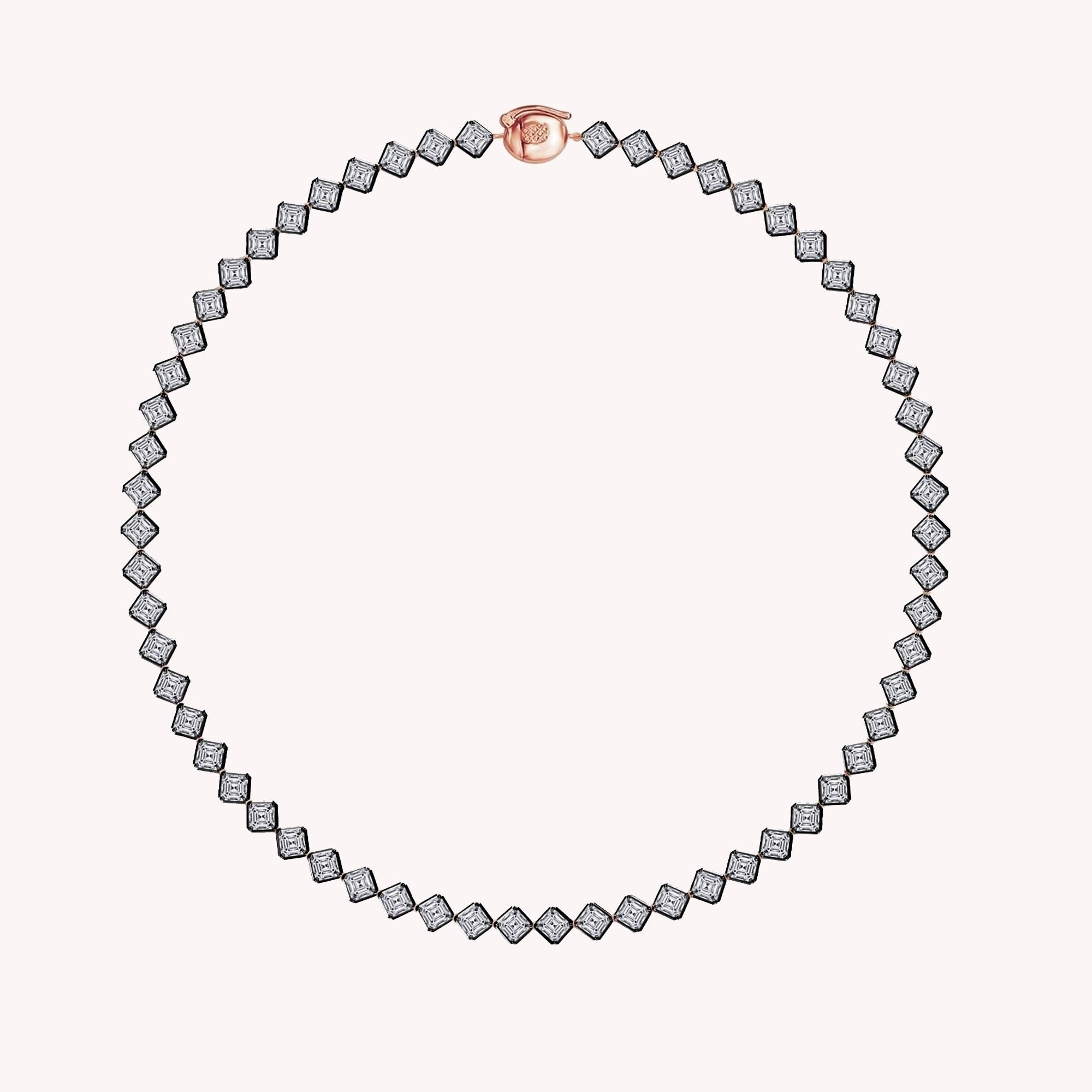 Asscher Shape 22.36 Carat Lab Grown Diamond Full Circle Tennis Necklace