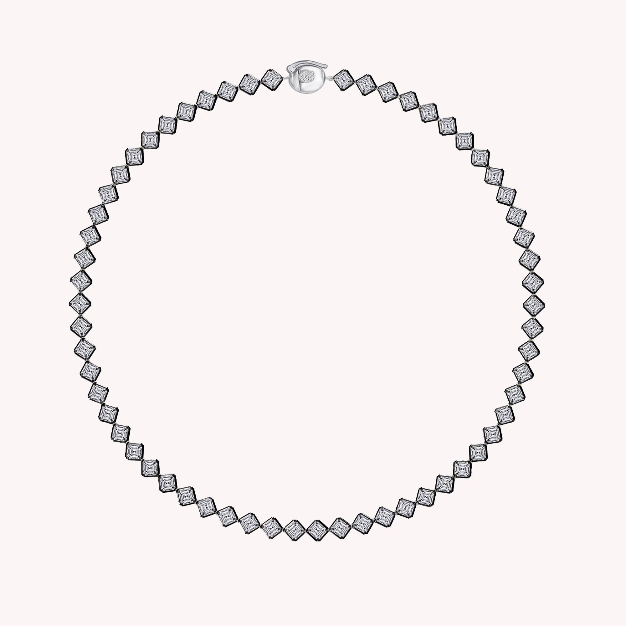 Asscher Shape 22.36 Carat Lab Grown Diamond Full Circle Tennis Necklace