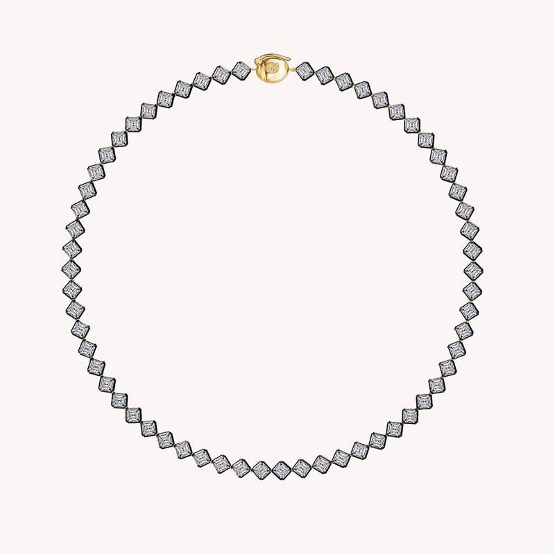 Asscher Shape 22.36 Carat Lab Created Moissanite Full Circle Tennis Necklace