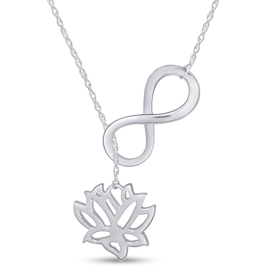 Load image into Gallery viewer, Infinity with Lotus Flower Pendant Necklace In 925 Sterling Silver
