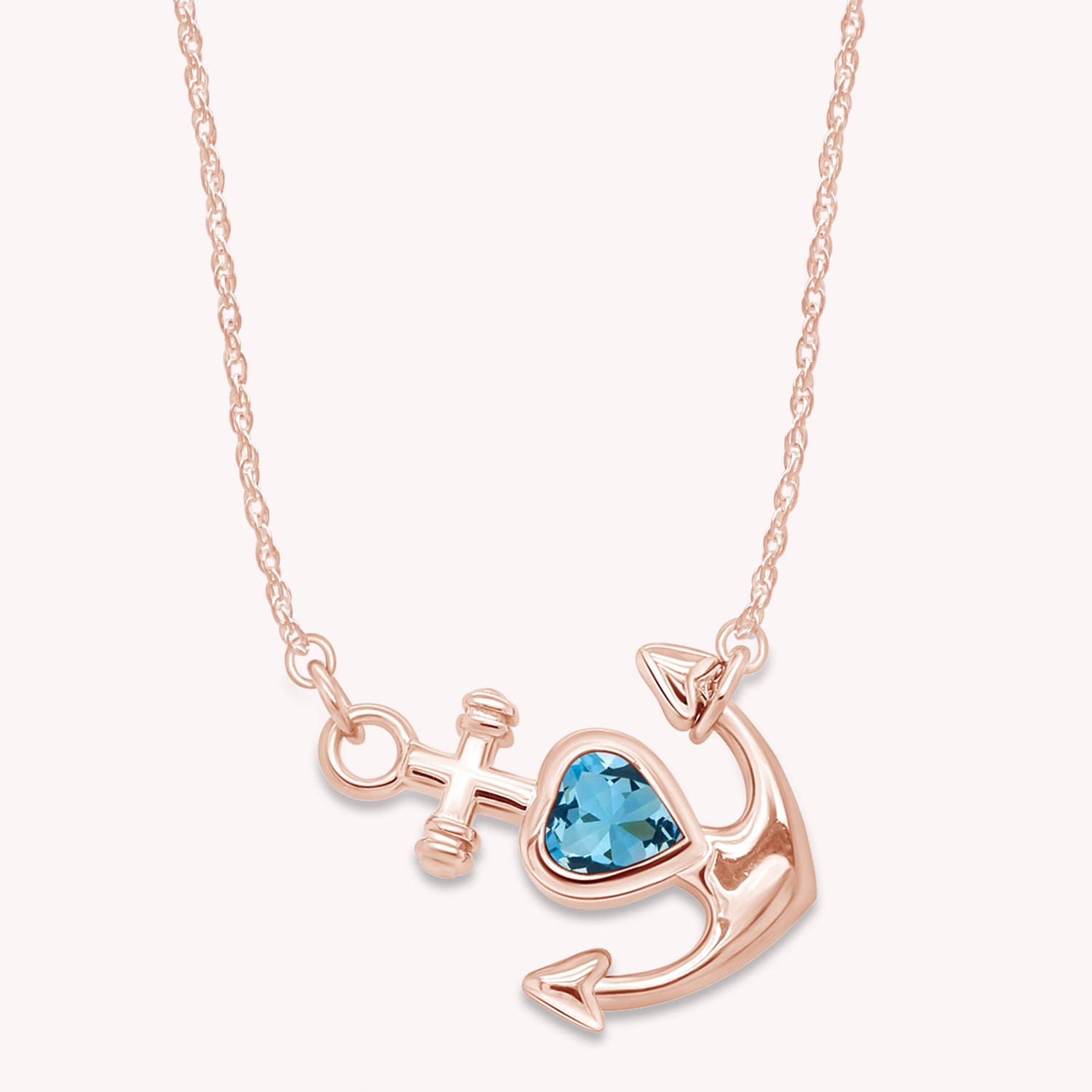 Simulated Birthstone Anchor Pendant Necklace for Women