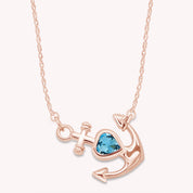 Simulated Birthstone Anchor Pendant Necklace for Women