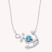 Simulated Birthstone Anchor Pendant Necklace for Women