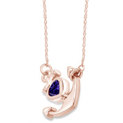 Simulated Birthstone Anchor Pendant Necklace for Women