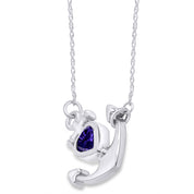 Simulated Birthstone Anchor Pendant Necklace for Women