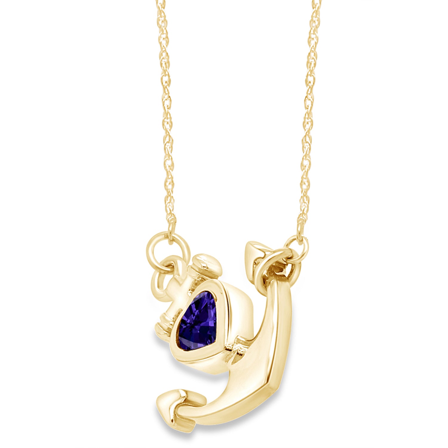 Simulated Birthstone Anchor Pendant Necklace for Women