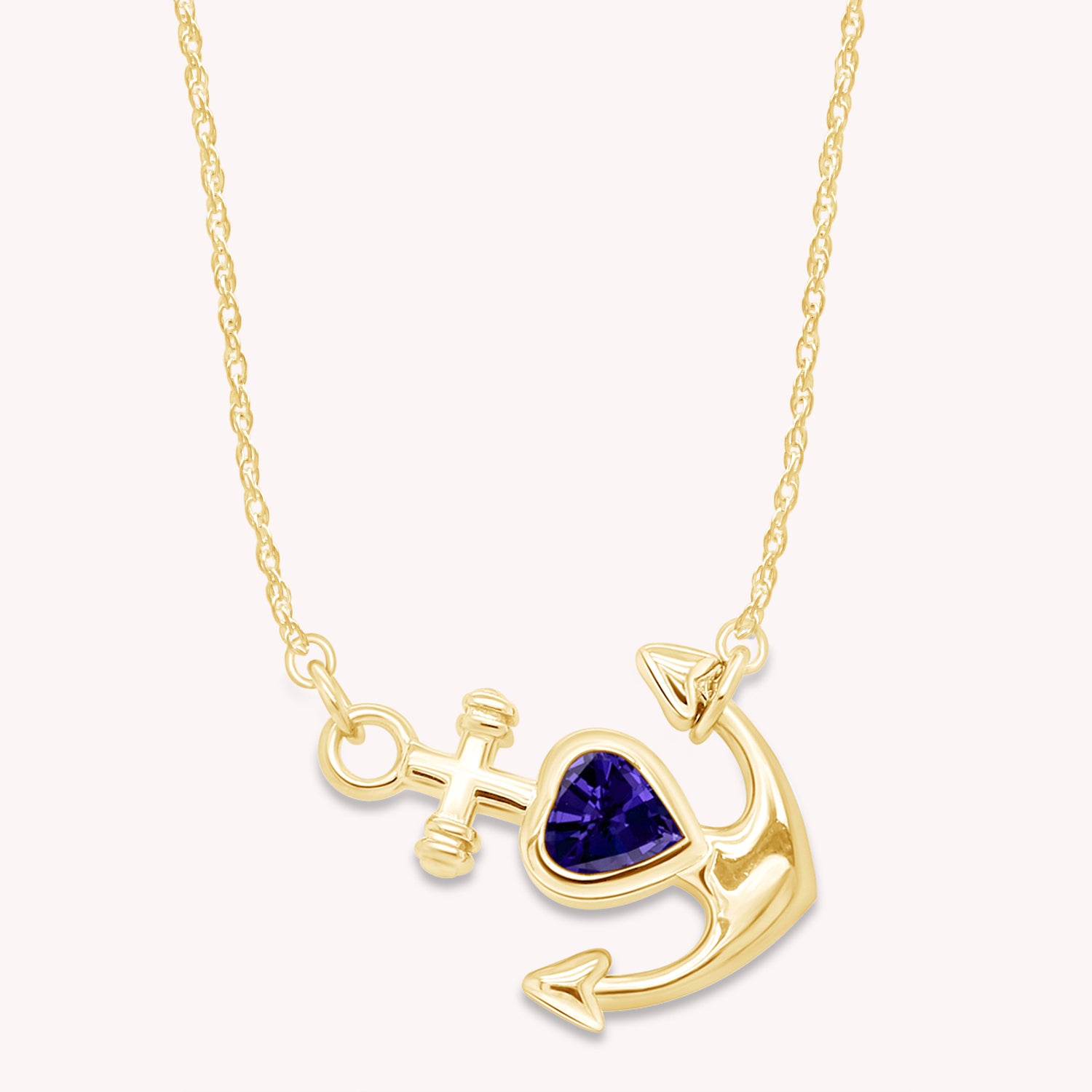 Simulated Birthstone Anchor Pendant Necklace for Women