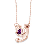 Simulated Birthstone Anchor Pendant Necklace for Women