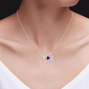 Simulated Birthstone Anchor Pendant Necklace for Women