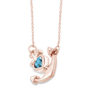 Simulated Birthstone Anchor Pendant Necklace for Women