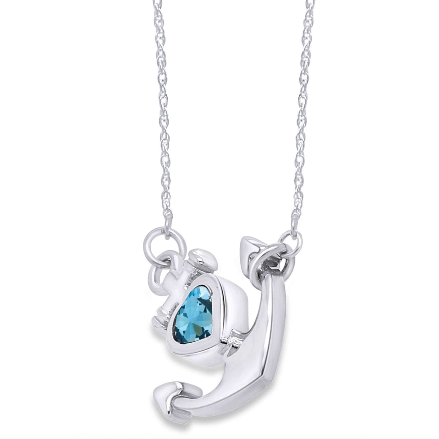 Simulated Birthstone Anchor Pendant Necklace for Women