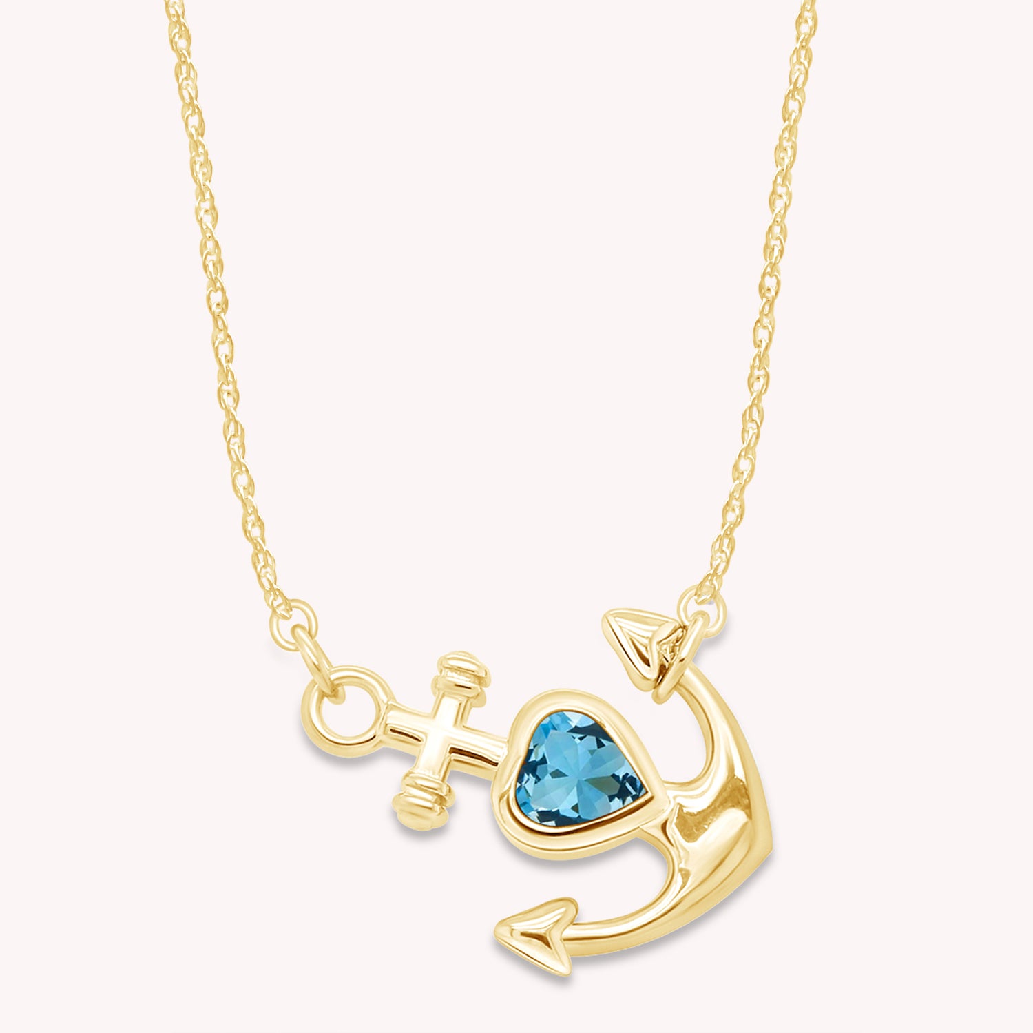 Simulated Birthstone Anchor Pendant Necklace for Women