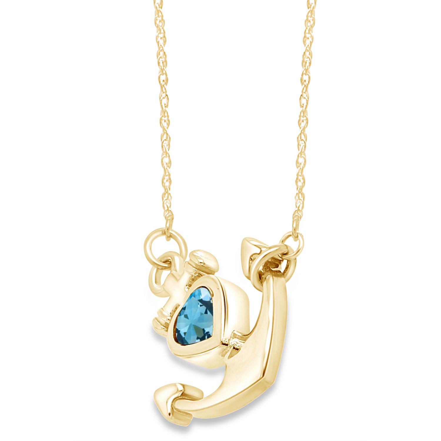 Simulated Birthstone Anchor Pendant Necklace for Women