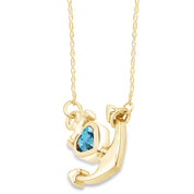 Simulated Birthstone Anchor Pendant Necklace for Women