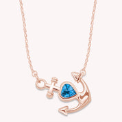 Simulated Birthstone Anchor Pendant Necklace for Women