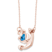 Simulated Birthstone Anchor Pendant Necklace for Women